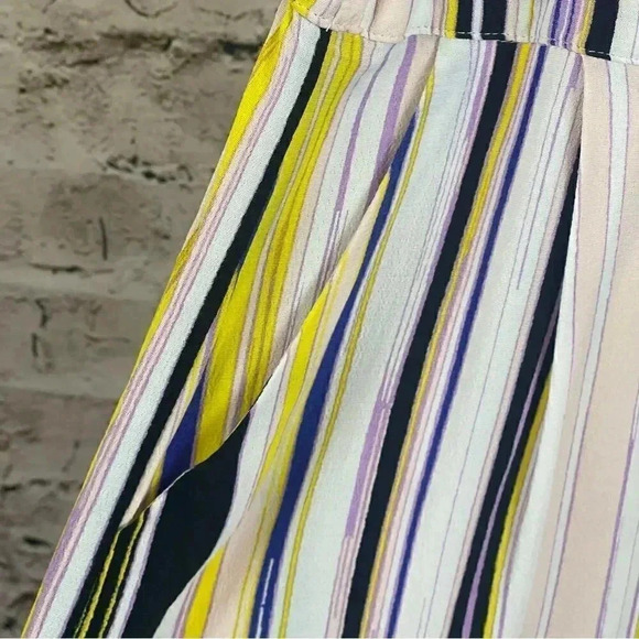 1 State Women's Medium Striped Spaghetti Strap Shorts Romper Pockets Pink Yellow - Picture 5 of 7